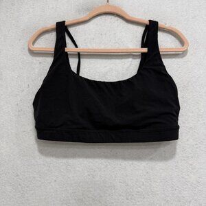 Athleta Sports Bra Womens Large Black Scoop Neck Strappy Back Lined Athletic